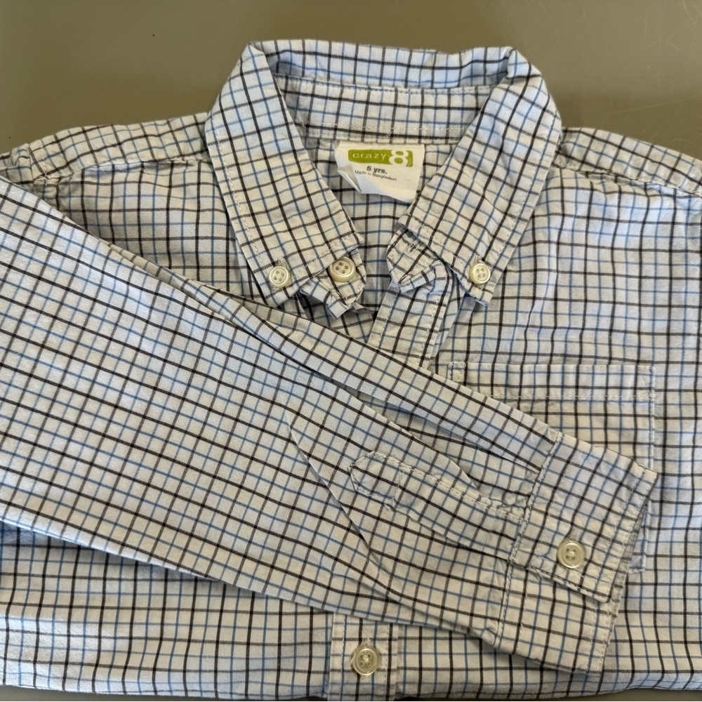 Crazy 8 Blue and White Plaid Boy’s Shirt